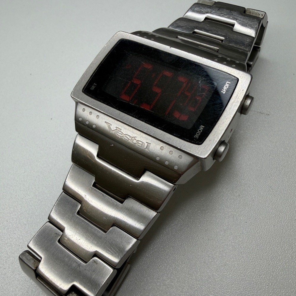 Vestal Men’s Brushed Metal Digital Watch DBY001